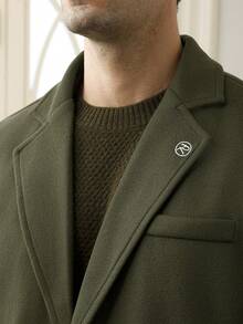 Calvornis 男士纯色口袋纽扣前长袖大衣，秋季服装 - 綠色 - 查看 6