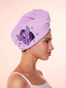 My Little Pony X SHEIN 1 Mũ trùm tóc khô thêu hình ngựa con hoạt hình dễ thương, Mũ trùm tóc khô siêu thấm hút, Phù hợp với nhiều loại tóc, Thấm hút và dễ khô, Cầu vồng, Lấp lánh/Cầu vồng Dash/Pinkie Pie, Ý tưởng quà tặng Khăn quấn sấy tóc - Nhiều màu - Xem 2
