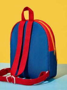 Transformers X SHEIN 1pc Cute Cartoon Character Printed Mini Polyester Backpack, Adjustable Shoulder Strap, 1 External Pocket, Suitable For Teens, Boys And Girls,,Gift Ideas - 藍色 - 查看 5