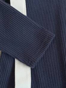 PrepCrw 三件套少女优雅都市学院风藏蓝色长袖针织上衣、蓝色背心和裤子套装，适合休闲外出、聚会、节日、派对、秋冬季穿着。 - 藍色 - 查看 7