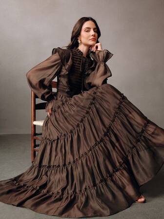 Anewsta Elaire Kadınlar İçin Zarif Çiçekli Dantel Katmanlı Volanlı Etek Elbise, Sonbahar, Kış, İlkbahar, Yeni Yıl, Parti, Düğün, Şık, Stil Sahibi, Resmi, İş, Şükran Günü, Mezuniyet, Noel, Festival İçin Uygundur