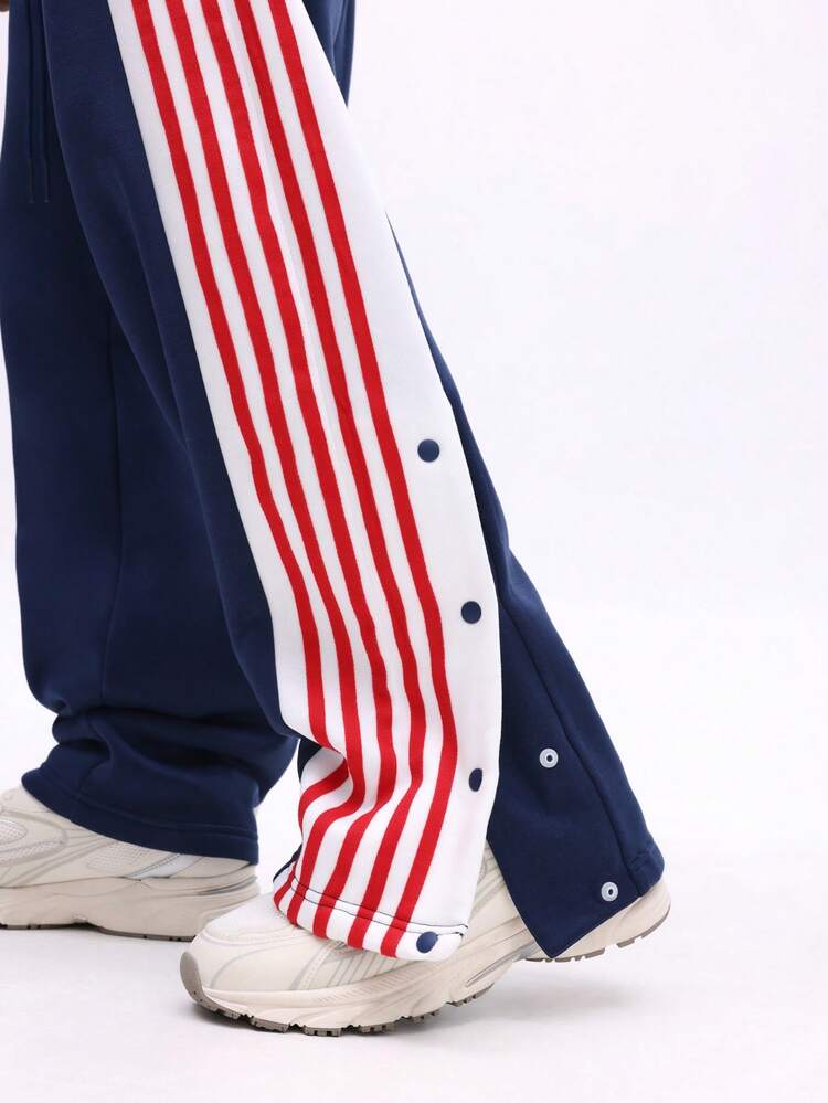 Wide Leg Pants With Red Stripes