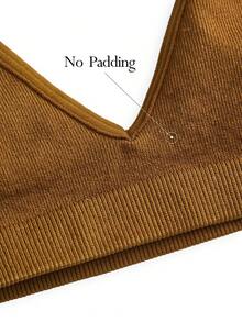 Ocili 无缝无钢圈文胸，舒适休闲针织弹力女士文胸，时尚秋季轻松舒适 - 棕色 - 查看 8