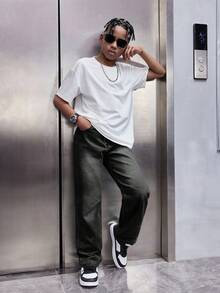 SHEIN Tween Boy Casual Washed Straight Leg Jeans - Black - View 3