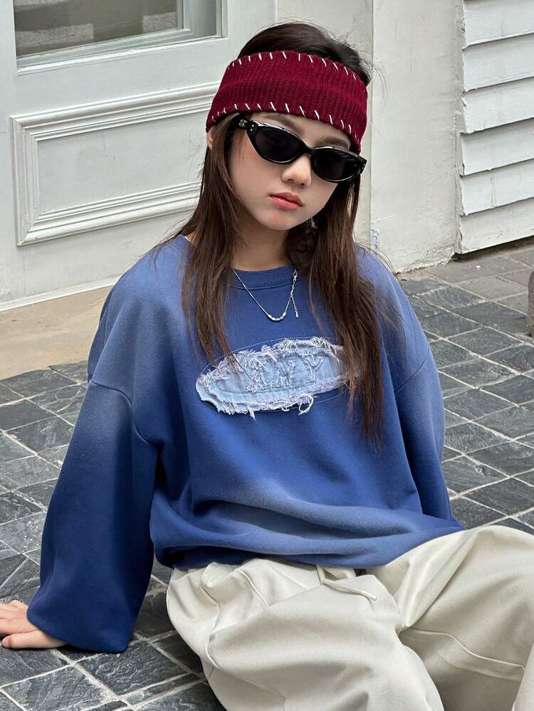 Tween Girls' Round Neck Knit Sweatshirt, Fall