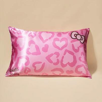 HELLO KITTY AND FRIENDS | SHEIN 2pcs Cute Bow & Heart Pattern Pillowcase Set, Two Colors, Taffeta Fabric, Comfortable & Cool