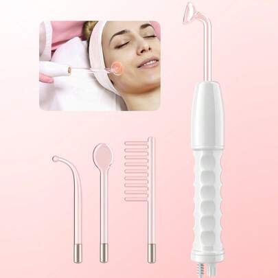 Teckwe Máy trị mụn tần số cao, thiết bị chăm sóc da cá nhân với 4 đầu làm đẹp tần số cao, que trị liệu điện, lược trị liệu điện, thiết bị trị liệu điện toàn thân, thiết bị làm đẹp vi dòng điện, quà tặng Halloween - Phích cắm EU