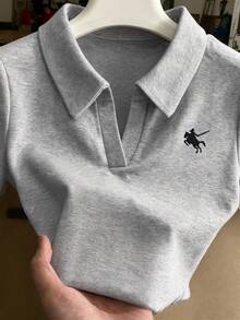 Franclia 女士刺绣领修身短袖T恤