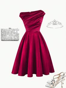 夏季新款韩版时尚简约休闲日常百搭少女连衣裙 - 紅色 - 查看 3