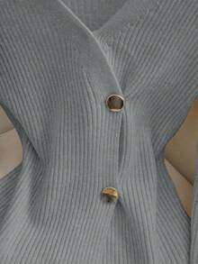 Franclia New Elegant V-Neck Design Solid Color Pullover Sweater For Women, Versatile For Autumn - Light Grey - View 5