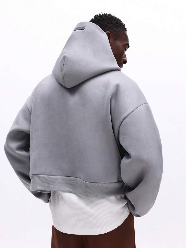 Cropped Hoodie With Drawstring And Pocket