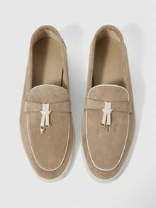 Sleekvia 女式金属装饰休闲平底乐福鞋 - 卡其色 - 查看 2