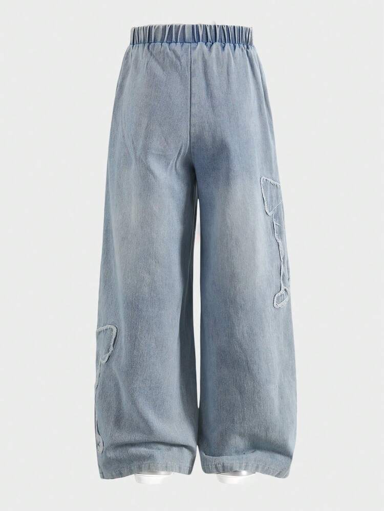Distressed Wide Leg Jeans With Ripped Details