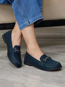 Sleekvia 橄榄绿休闲耐穿牛津平底鞋（女款）