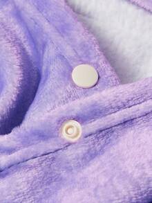 My Little Pony X SHEIN 1件卡通立体法兰绒连帽毯，冬季保暖舒适，可爱卡通帽子，男女童皆宜，加大码，暮光闪闪/云宝黛西/碧琪 - 紫色 - 查看 5