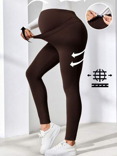 MaterniWear 孕妇纯色可调节腰围紧身打底裤