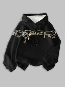 Rovax Women's Sweatshirt,Streetwear Tops,Streetwear Women,Y2k Tops,Sister,Fashionable Now, Fashion Tops,Aesthetic Sweatshirt, Gift For Sister, Casual Minimalist Fashion Top - Black - View 3