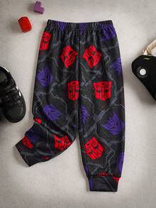 Transformers X SHEIN Young Boy Casual Allover Print Elastic Waist Long Knit Sweatpants - Multicolor - View 2
