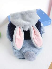 PETSIN 1件宠物猫狗服装，可爱灰蓝色兔子变身服，加厚保暖连帽外套，适合秋冬季穿着