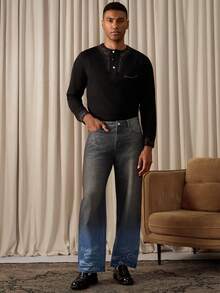 RivetRise Jeans casuales rectos y holgados con bolsillo de color contrastante para hombres