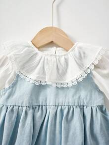 SHEIN 2 Stücke Baby Mädchen Mode Besticktes Süßes Mädchen Langarm Hemd & Jeans Kleid Set