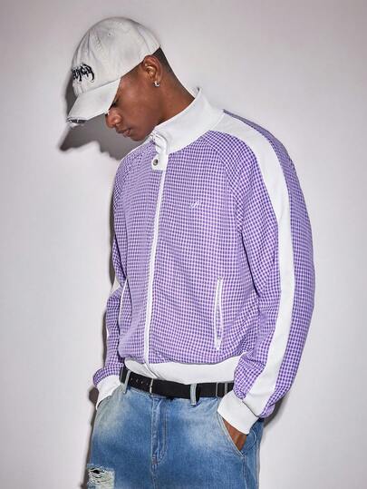 Street Life Veste zippée décontractée à carreaux et patchwork pour hommes, automne