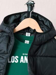 3pcs/Set Young Boys Casual School Style Comfortable & Fashionable Practical Soft Thick Hoodie Vest, Crew Neck Fleece Sweatshirt And Pants, Suitable For Daily Wear, School, Outings, Sports, Autumn/Winter - Green - View 4