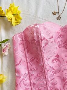 Soleia New Casual Vacation Western Beach Wedding Guest Attire Graduation Brunch Women's St. Patrick's Day Spring Break Easter Music Festival Elegant Boho Tropical Romantic Valentine's Day Asymmetric Hem Backless Tie Tube Top,Pink Top - Baby Pink - View 6