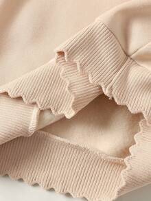 Maija Kids Áo len cổ tròn thêu hoa trơn màu cho bé gái và quần legging co giãn trang phục thường ngày - Cà phê nâu - Xem 7