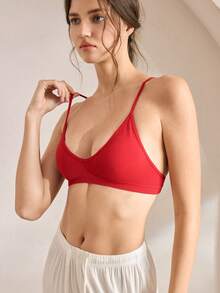 Ocili 女士无缝罗纹弹力无钢圈文胸 - 紅色 - 查看 6