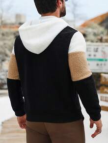 Manfinity CasualCool 男士秋冬骑士刺绣撞色拉链设计抓绒抽绳连帽衫 - 彩色 - 查看 2