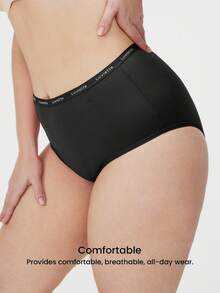 LUVLETTE Plus 3条装透气柔软纯棉高腰三角裤，女士透气内裤套装 - 黑色 - 彩色 - 查看 8