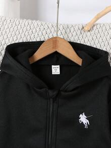 Genkimix Kids 少女外套，纯色时尚蝴蝶结卫衣夹克，舒适加厚保暖内衬卫衣面料，袖口蝴蝶结装饰，青春活力风格，适合返校季或休闲户外穿着 - 黑色 - 查看 4