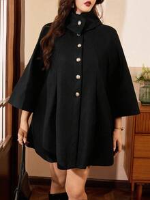 Auvina Veste décontractée pour femmes grandes tailles, col montant, patchwork, manches longues, fermeture boutonnée, style casual