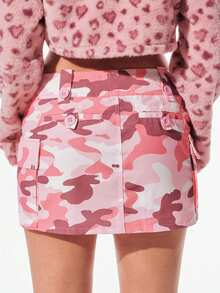 SHEIN Unity Women's Fashion Camouflage Low-Waist Cargo Mini Skirt - Multicolor - View 2