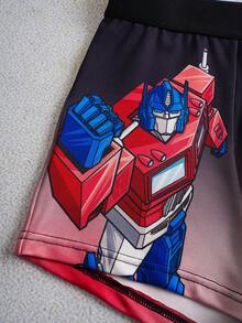 Transformers X SHEIN Men's Cartoon Robot Ombre Print Comfortable Boxer Briefs - Black - View 5