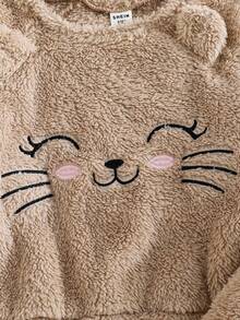 SHEIN 2pcs/Set Young Girl Young Girlrl Reversible Fleece Crew Neck Sweatshirt And Sweatpants, Girls Autumn Casual Wear