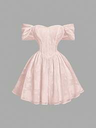 SHEIN MOD Women's Pink Off-Shoulder Romantic Dress, Suitable For Dates, Valentine's Day, Vacation,Dresses For Women Elegant