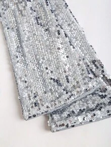 Sweetra Petite Váy sequin cao cấp mới cho mùa thu/đông, váy dự tiệc - Bạc - Xem 4