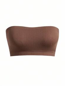 Ocili Plus Size Seamless Comfortable Casual Bralette & Wireless Bra - Khaki - View 6