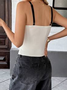 Rafferiza Women's Elegant French Style Lace Patchwork Camisole, Suitable For Autumn/Winter - Apricot - View 2