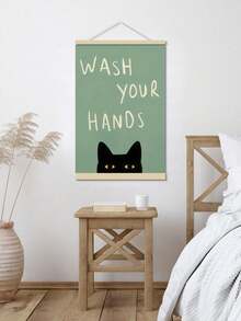 1PC"Fun Cat Art Print - "Please Wash Your Hands" Bathroom & Toilet Decoration, Frameless Canvas Wall Art For Home, Office, Cafe, Perfect Room Decoration - Multicolor - View 11