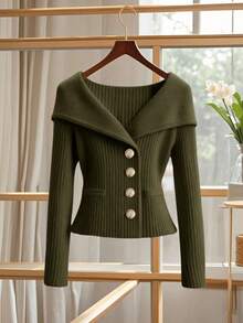 GlowEve Nouveau cardigan col V pour femmes, style européen et américain, bloc de couleurs, élégant, mode minimaliste, Top tricoté