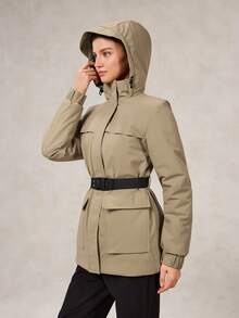 OutZeal Ski Jacket Women Outdoor Jackets Winter Skiing Hiking Thermal Quilted Lined Windproof Water-Resistant Outdoor Tops - Khaki - View 9