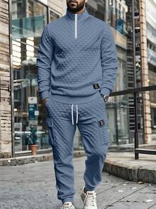 Manfinity Homme 男士立领半拉链长袖休闲套头卫衣套装