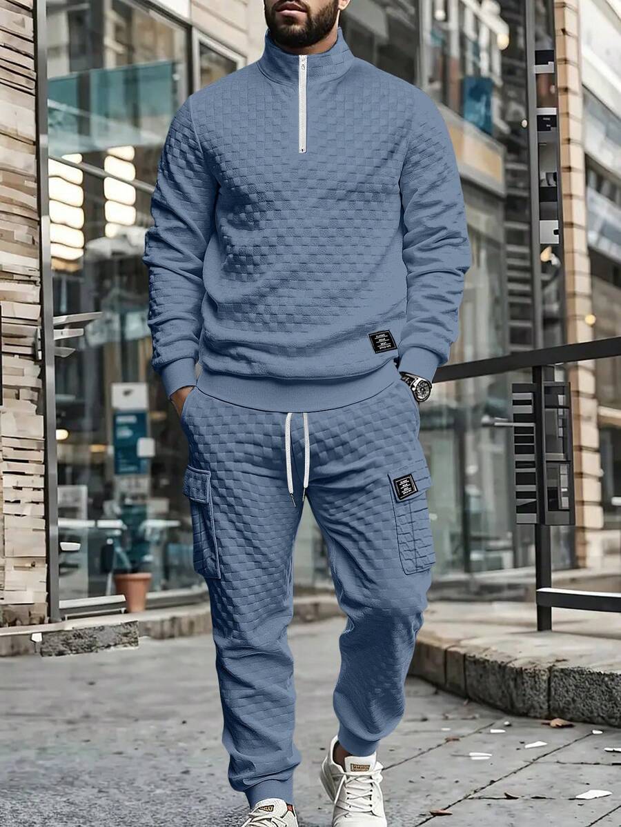 Manfinity Homme 男士立领半拉链长袖休闲套头卫衣套装