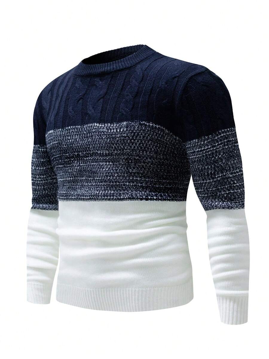 Manfinity Mode Men Colour Block Cable Knit Jumper - Multicolor - View 1