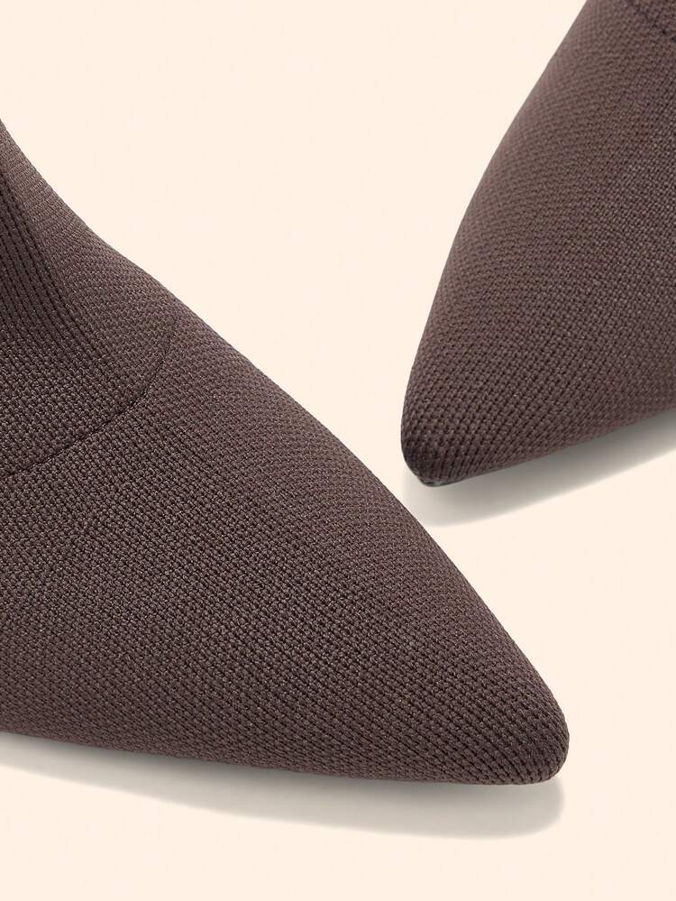 CUCCOO BASICS Women's Fashion Coffee Color Ankle Strap Knit Material Pointed Toe Stiletto Heel Ankle Boots, Sexy For Date, Party, Formal Occasions For Christmas Spring Shoes