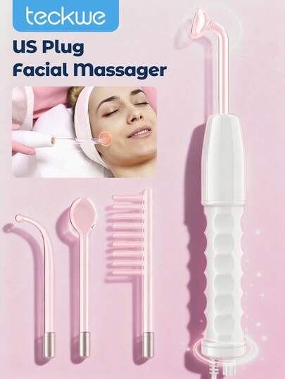 Teckwe Dispositivo de eliminación de acné de alta frecuencia, dispositivo de cuidado personal de la piel con 4 varitas de belleza de alta frecuencia, bastón de terapia eléctrica, peine de terapia eléctrica, dispositivo de terapia eléctrica para todo el Body, dispositivo de belleza de flujo micro eléctrico - Enchufe de EE. UU.