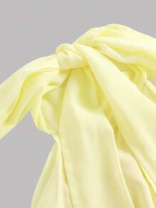 SHEIN Elegant Party Solid Color Backless Halter Neck Dress For Teen Girls - Yellow - View 6